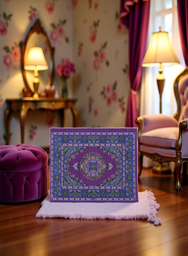 Jizlan 1Pc Purple Hand-Woven Rug 1:12 Mini Carpet Floor Mat Home Furniture Miniatures Gifts DIY Dollhouse Accessories Convenient - Image 2